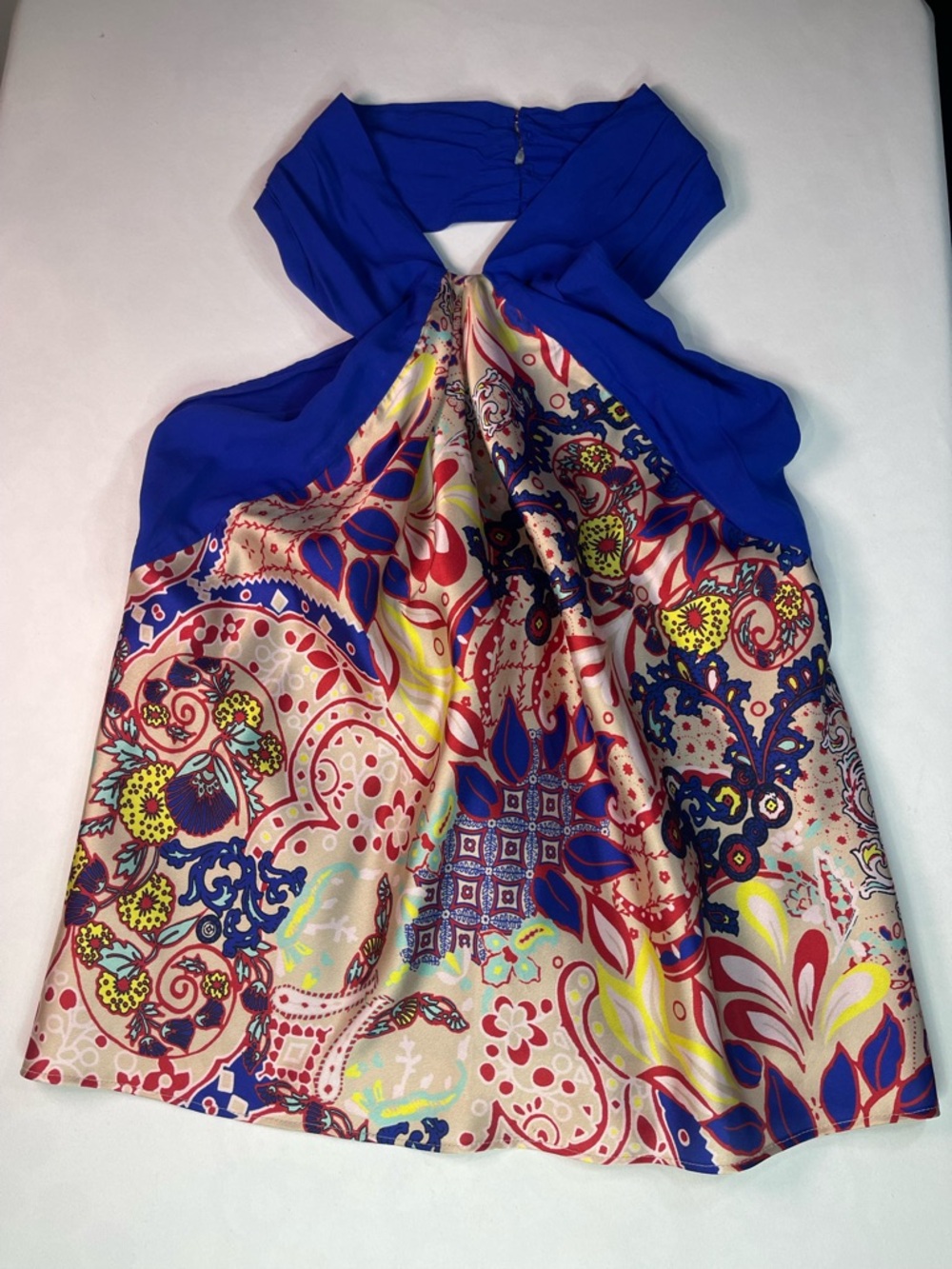 Etcetera Cobalt Halter Top with Multicolor Paisley Print